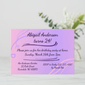 Purple rose moderne Invitation d'anniversaire (Debout devant)