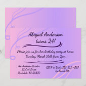 Purple rose moderne Invitation d'anniversaire (Devant / Derrière)