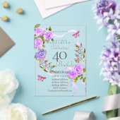 Purple Rose Ribbon 40th Birthday Invitation (Insitu (Mariage))