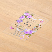 Purple Rose Ribbon 60th Birthday Invitation (Poser)