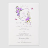 Purple Rose Ribbon Monogram Wedding  Invitation (Recto)