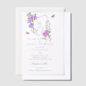 Purple Rose Ribbon Monogram Wedding  Invitation (Compenser)