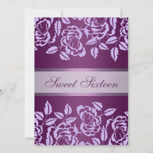 Purple Rose Sweet16 Invitation d'anniversaire