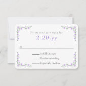 Purple Rose Vine Border Wedding RSVP Card (Devant)