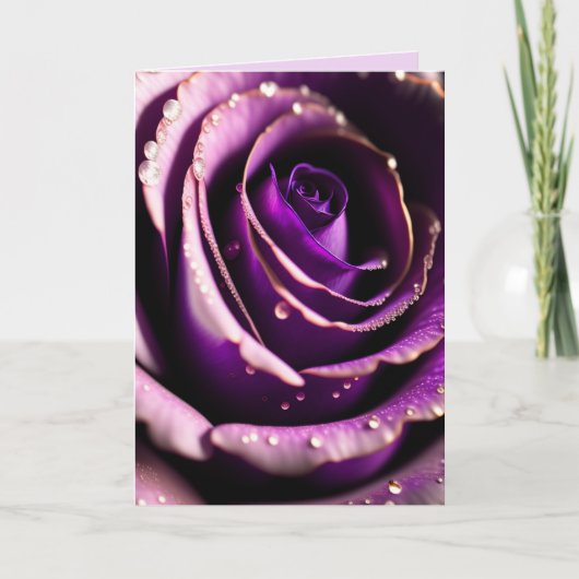 PURPLE ROSE VOUS AIME Carte de voeux ANNIVERSAIRE (Devant)