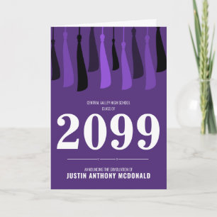 Purple Row of Tassels Photo Graduation Invitation