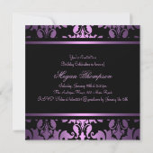 Purple Royal Damask Sweet16 Invitation d'anniversa (Dos)
