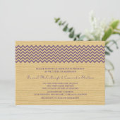 Purple Rustic Chevron Mariage Invitation (Debout devant)