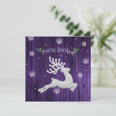 Purple Rustic Christmas Reindeer Invitation (Debout devant)