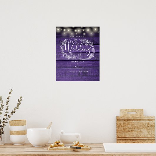 Purple Rustic String Lights Mariage Affiche de bie (Cuisine)