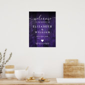 Purple Rustic Wood Grange Mariage Affiche de bienv (Cuisine)
