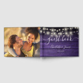 Purple Rustic Wood String Lights Photo Wedding Gastenboek (Volledig)