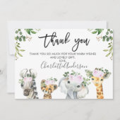 Purple Safari Animaux Baby shower Carte de remerci (Devant)
