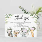 Purple Safari Animaux Baby shower Carte de remerci (Debout devant)