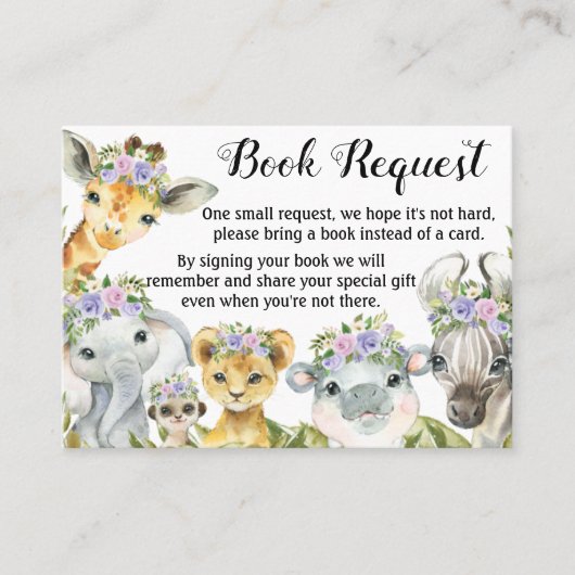 Purple Safari Baby shower Cartes de demande de rés (Devant)