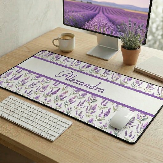 Purple Sage Green Lavender Custom Name Bureaumat