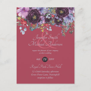 Purple Sage Orange Rose Floral Invitations de mari