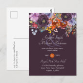 Purple Sage Orange Rose Floral Invitations de mari (Devant / Derrière)