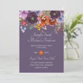 Purple Sage Orange Rose Floral Invitations de mari (Debout devant)