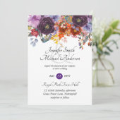 Purple Sage Orange Rose Floral Invitations de mari (Debout devant)