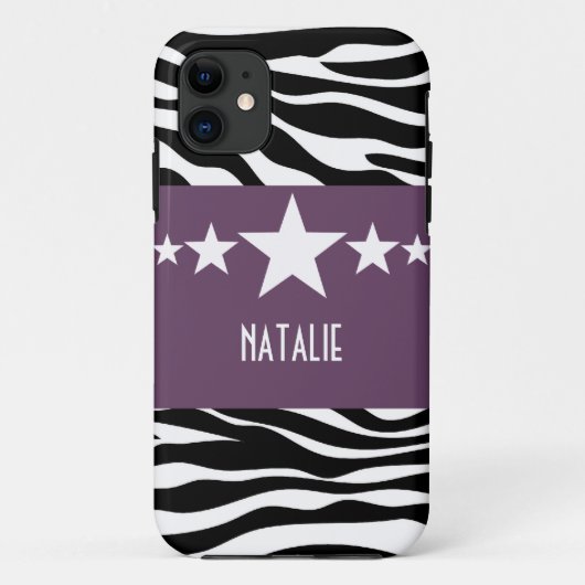 Purple Sassy Star Zebra BT iPhone 5 Coque (Dos)