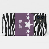 Purple Sassy Star Zebra BT iPhone 5 Coque (Dos (Horizontal))