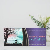 Purple Satin Gothique Dark Thème Fête Invitations (Debout devant)