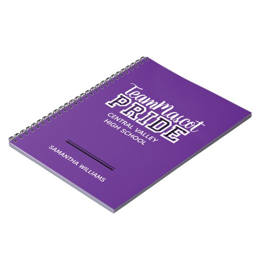 Purple School Pride Mascot Nom Carnet (Côté gauche)