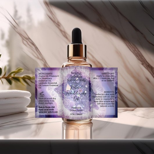 Purple Script Étiquette 4 oz Huile Dropper Produit