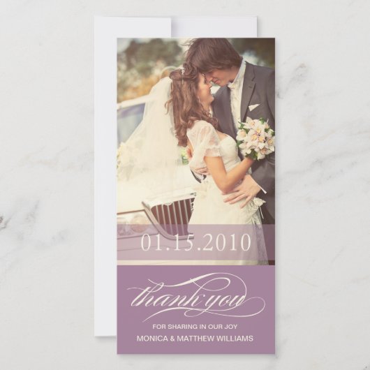 PURPLE SCRIPT THANES | CARTE DE REMERCIEMENTS mari (Devant)
