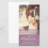 PURPLE SCRIPT THANES | CARTE DE REMERCIEMENTS mari (Devant / Derrière)