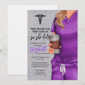 Purple Scrubs Nursing School Graduation Invitation (Devant / Derrière)