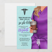 Purple Scrubs Nursing School Graduation Invitation (Devant / Derrière)