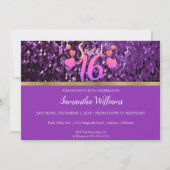 Purple Sequins Sweet 16 Invitation (Devant)