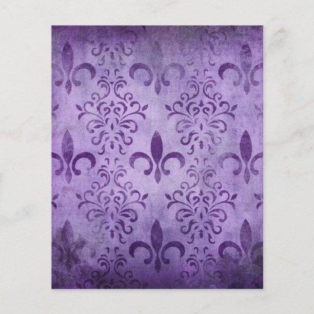 Purple Shabby Fleur de lis Livre papier (Devant)