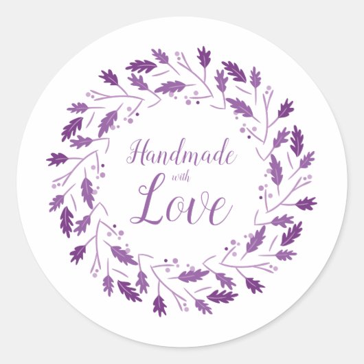 Purple Shades Design with Leaves & Branches Ronde Sticker (Voorkant)