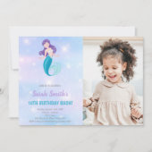 Purple Shine Mermaid Invitations d'anniversaire (Devant)