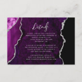 Purple Silver Agate Script Wedding Details Informatiekaartje (Voorkant)