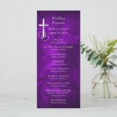 Purple Silver Christian Cross Wedding Programme (Debout devant)