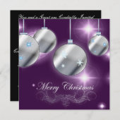 Purple Silver Corporate Christmas Party Invitation (Devant / Derrière)