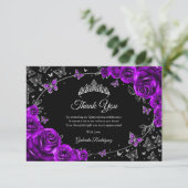 Purple Silver Quinceanera Bedankkaart (Staand voorkant)