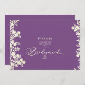 Purple Simple Bridesmaid Proposal Botanical Frame (Voorkant / Achterkant)