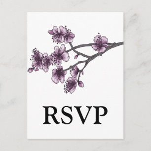 Purple Simple Cherry Blossoms Carte Postale RSVP