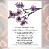 Purple Simple Cherry Blossoms Mariage Invitation