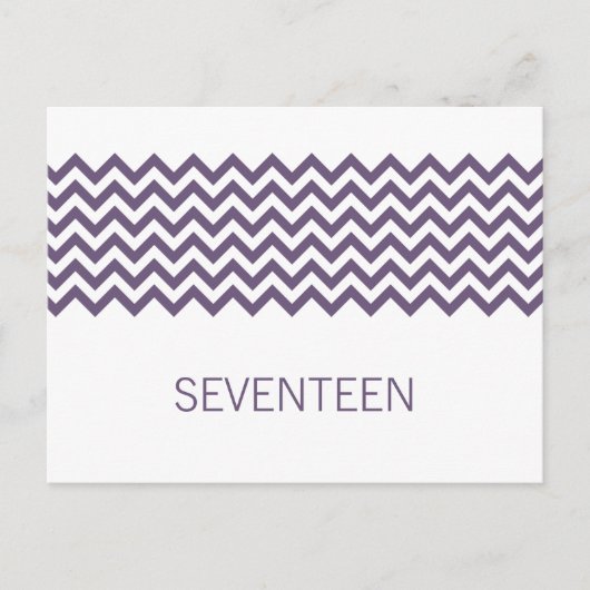 Purple Simple Chevron Numéro de table Carte postal (Devant)