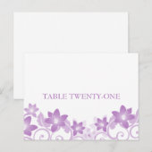 Purple Simple Floral Numéro de table Carte postale (Devant / Derrière)