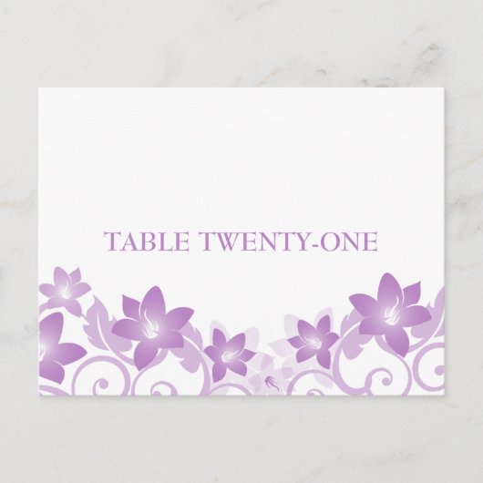 Purple Simple Floral Numéro de table Carte postale (Devant)