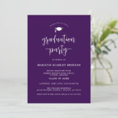 Purple Simple Moderne Script Graduation Invitation (Debout devant)