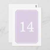 Purple Simply Elegant Numéro de table Carte postal (Devant / Derrière)