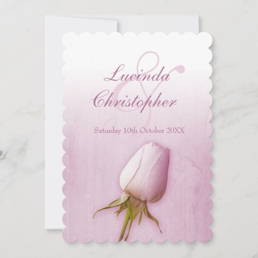 Purple single rose bud lilac wedding uitnodiging (Voorkant)